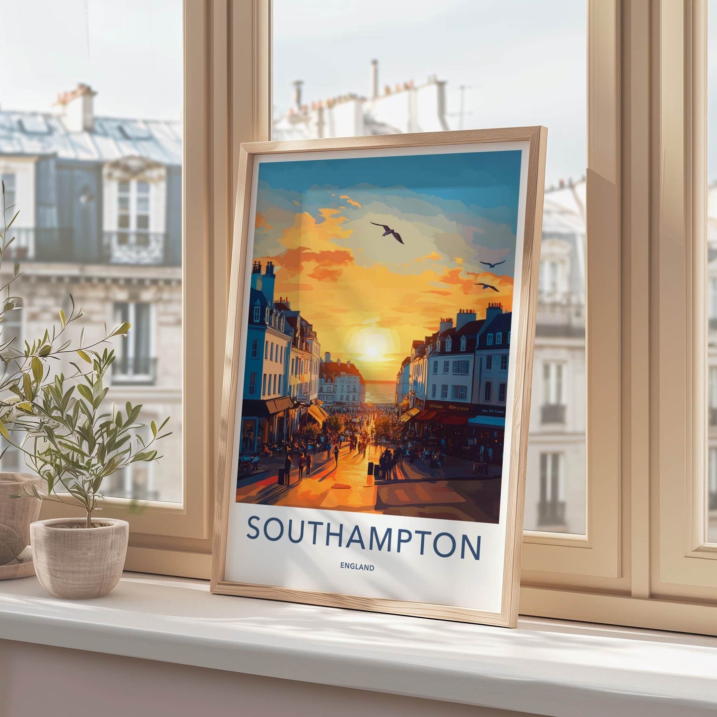 Southampton Poster - England Travel Art - Golden Hour Promenade Home Decor