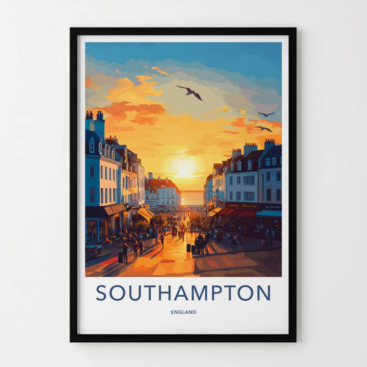 Southampton Poster - England Travel Art - Golden Hour Promenade Home Decor