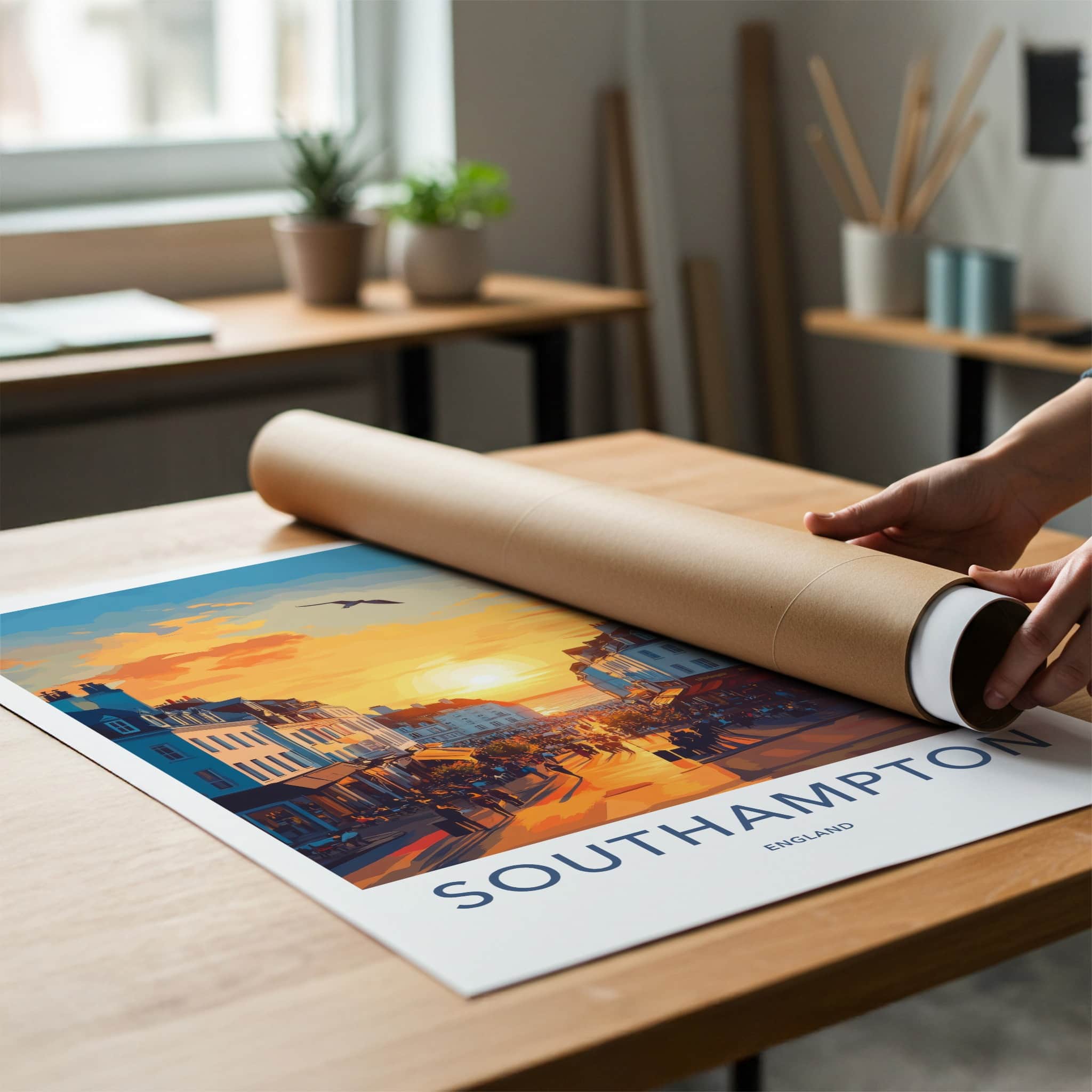 Southampton Poster - England Travel Art - Golden Hour Promenade Home Decor