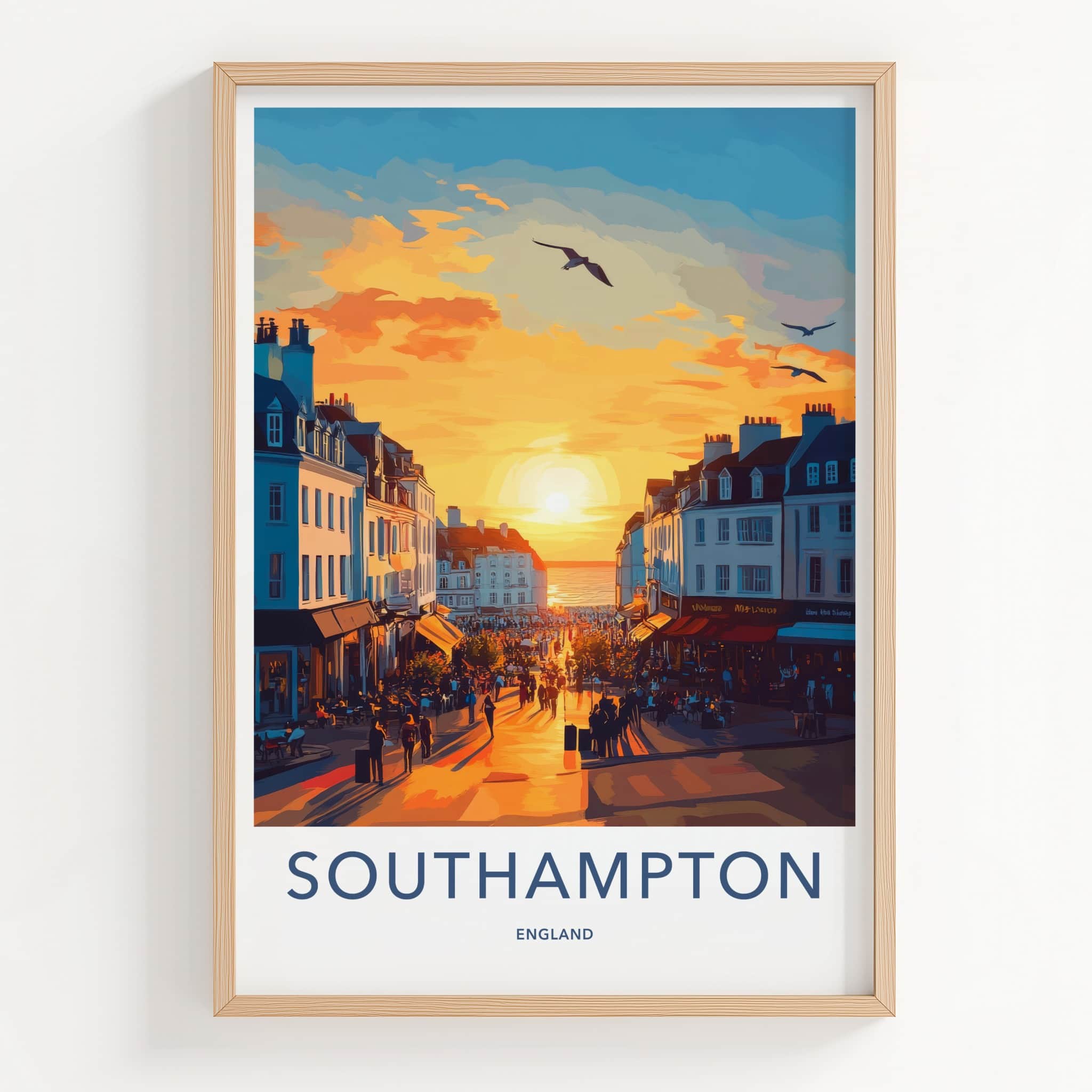 Southampton Poster - England Travel Art - Golden Hour Promenade Home Decor