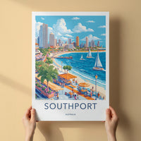 Southport Poster - Australia Travel Art - Vibrant Beach City Home Decor