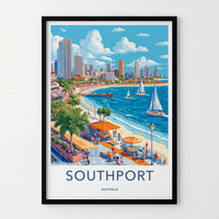 Southport Poster - Australia Travel Art - Vibrant Beach City Home Decor