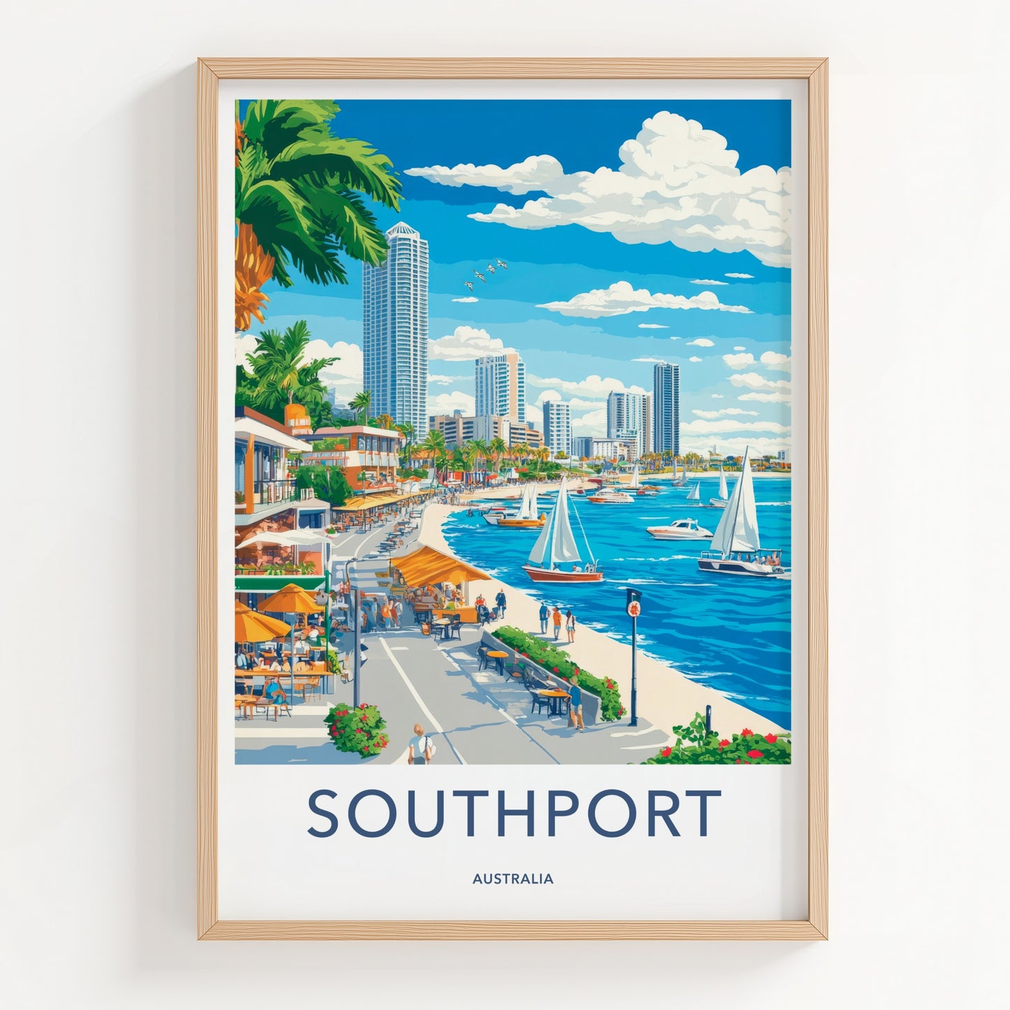 Southport Poster - Australia Travel Art - Vibrant Coastal Scene Home Decor