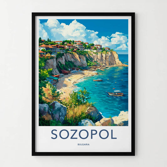 Sozopol Poster - Bulgaria Travel Art - Coastal Cliffs Town Home Decor