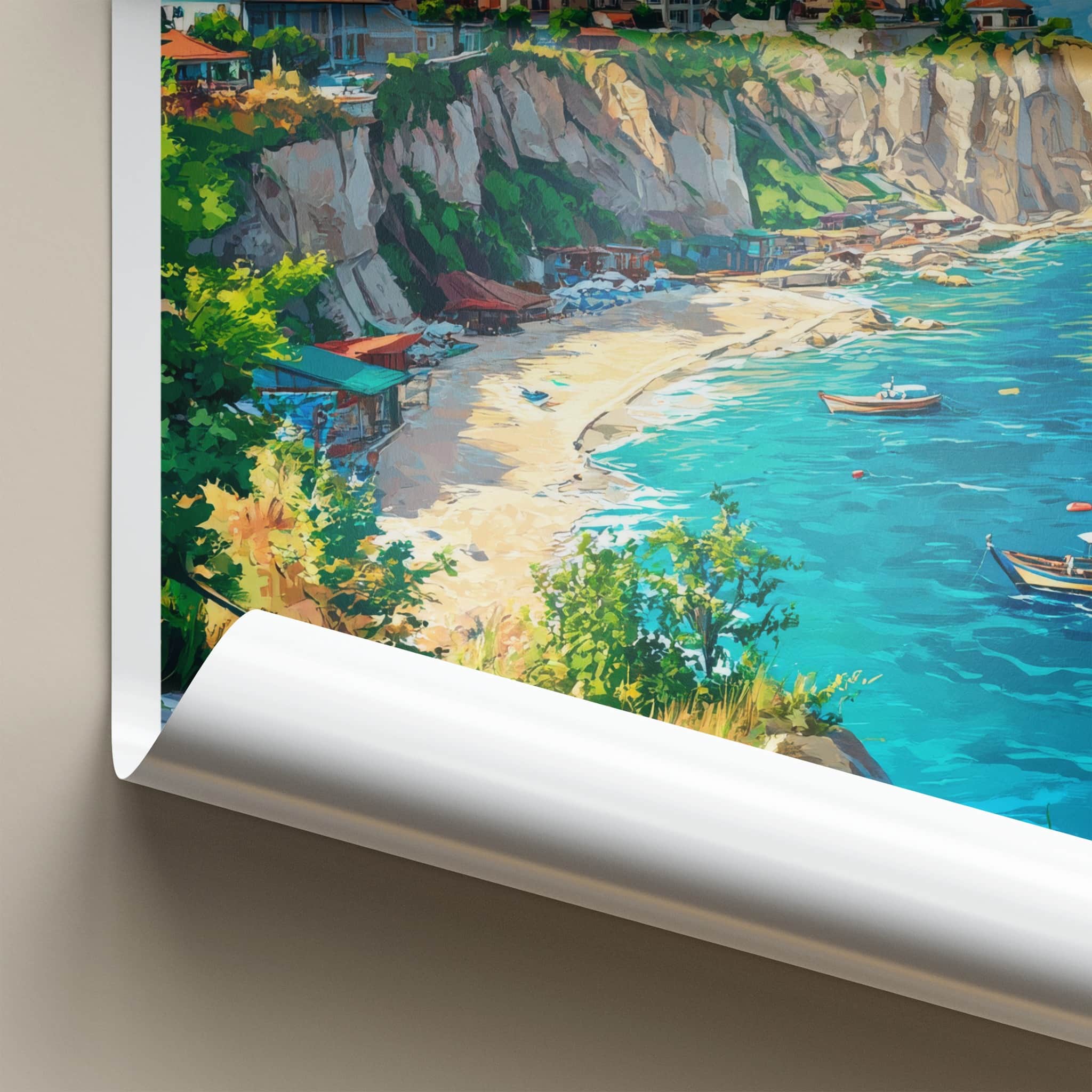 Sozopol Poster - Bulgaria Travel Art - Coastal Cliffs Town Home Decor