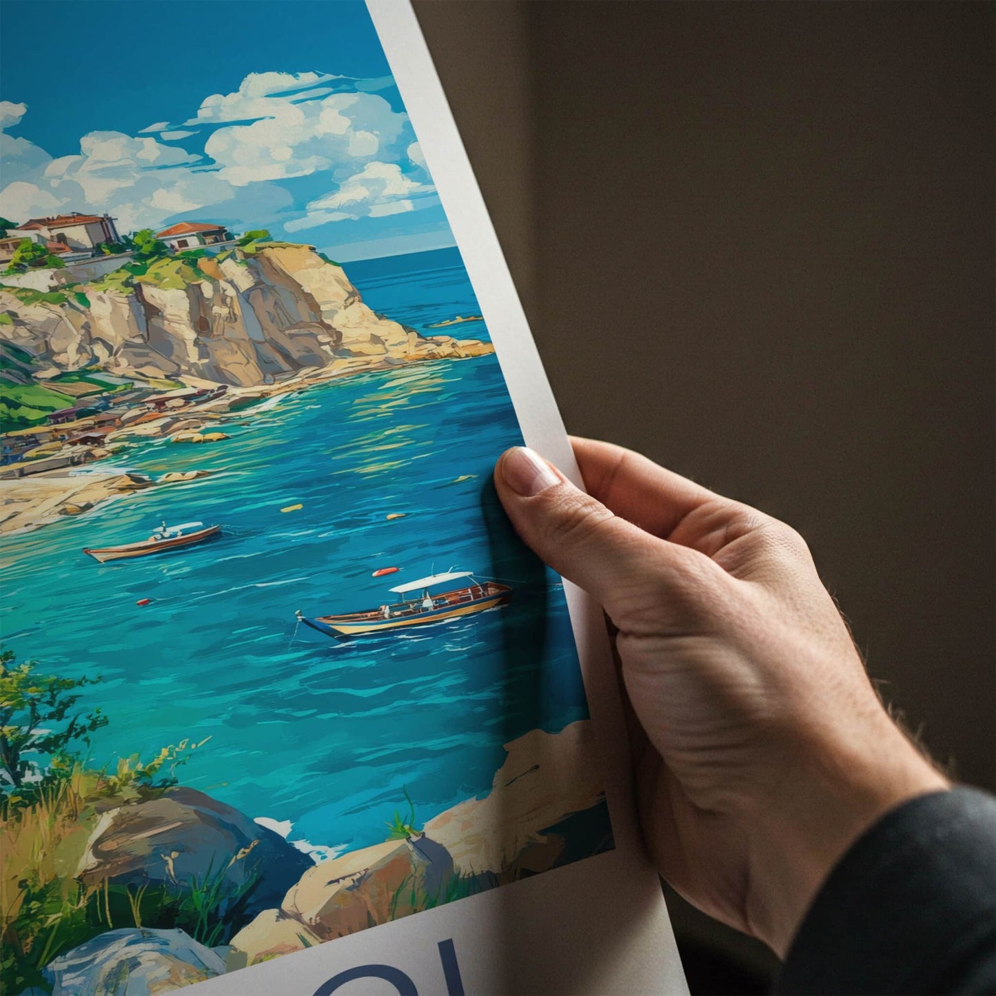 Sozopol Poster - Bulgaria Travel Art - Coastal Cliffs Town Home Decor