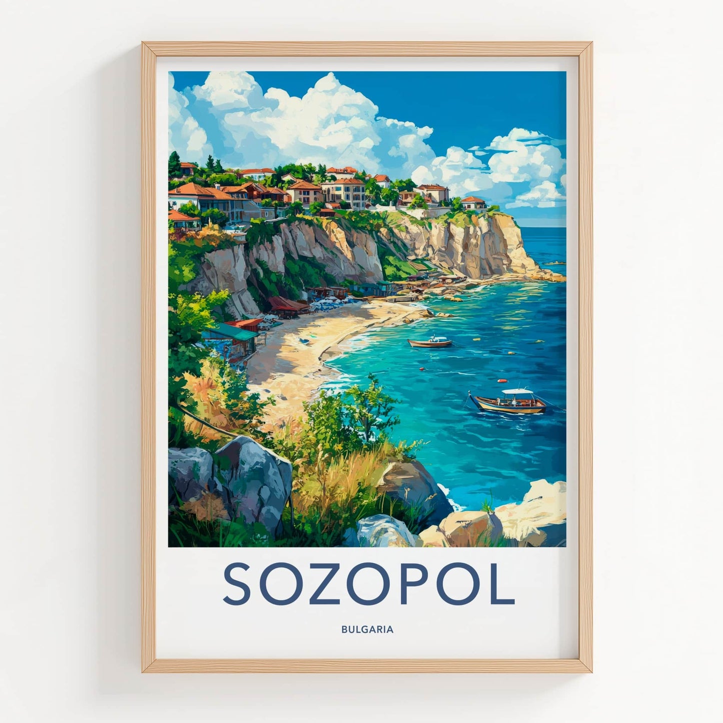 Sozopol Poster - Bulgaria Travel Art - Coastal Cliffs Town Home Decor