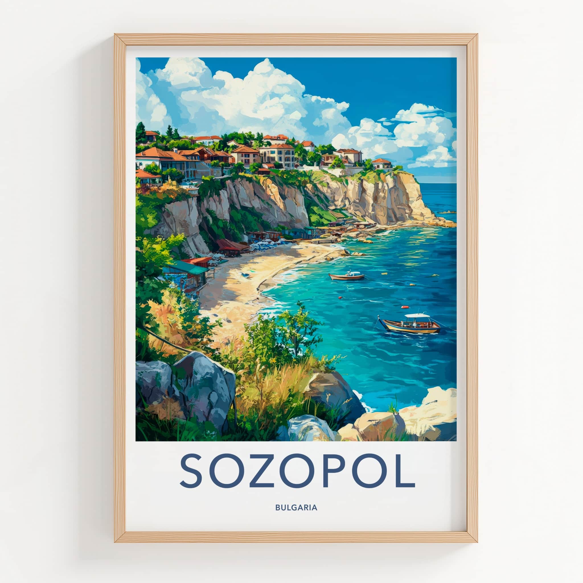 Sozopol Poster - Bulgaria Travel Art - Coastal Cliffs Town Home Decor
