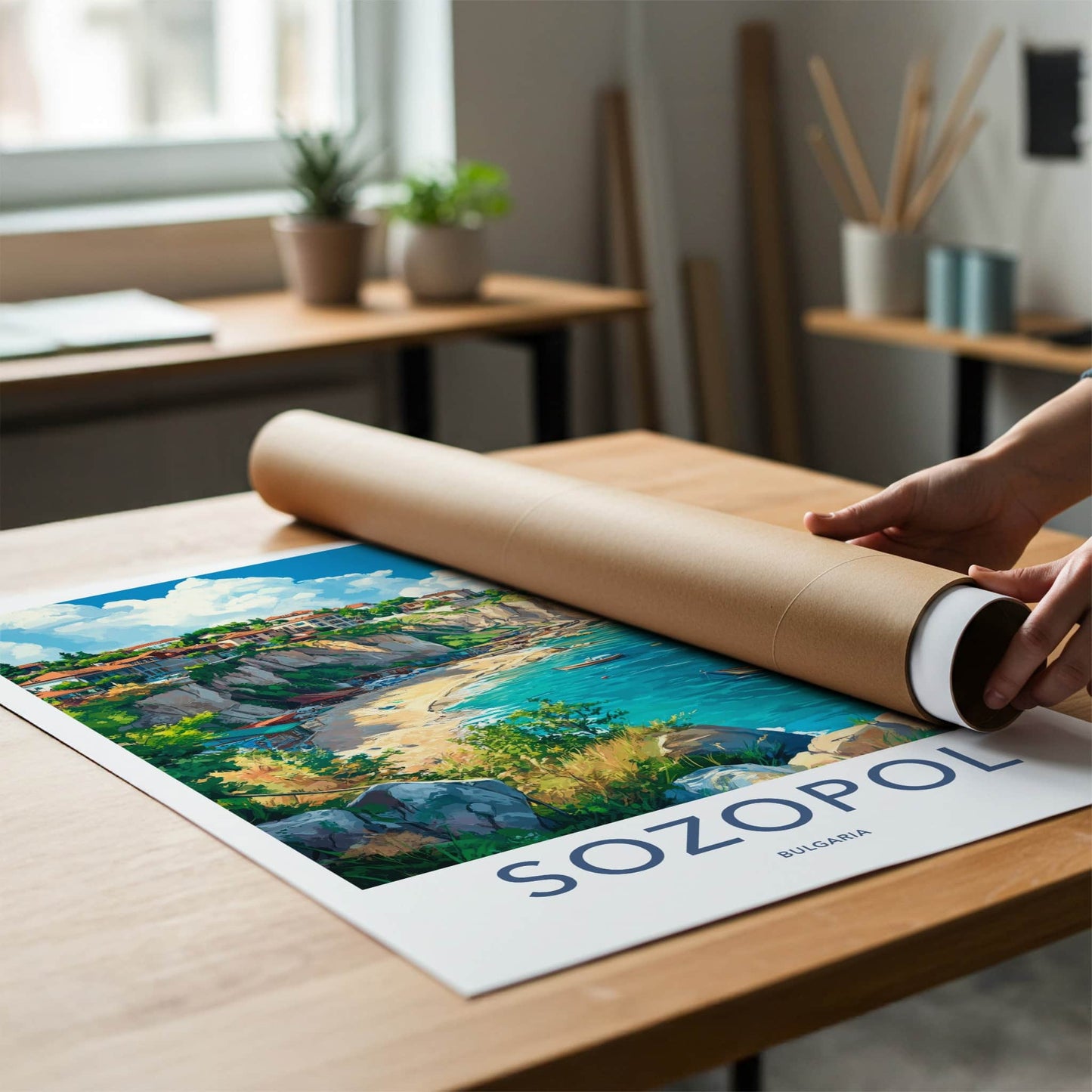 Sozopol Poster - Bulgaria Travel Art - Coastal Cliffs Town Home Decor