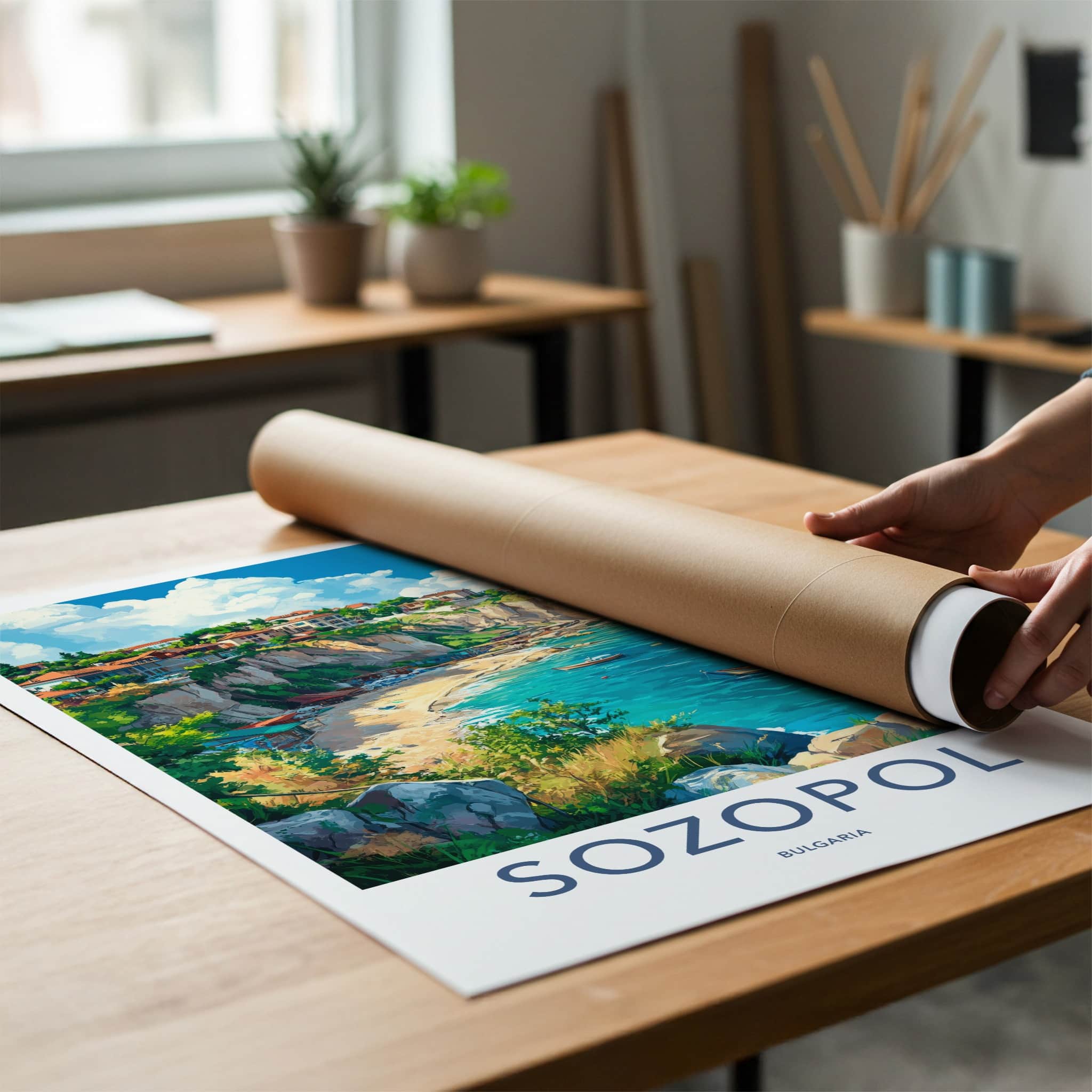 Sozopol Poster - Bulgaria Travel Art - Coastal Cliffs Town Home Decor