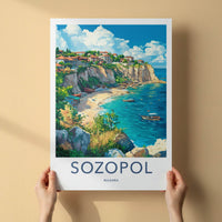 Sozopol Poster - Bulgaria Travel Art - Coastal Cliffs Town Home Decor