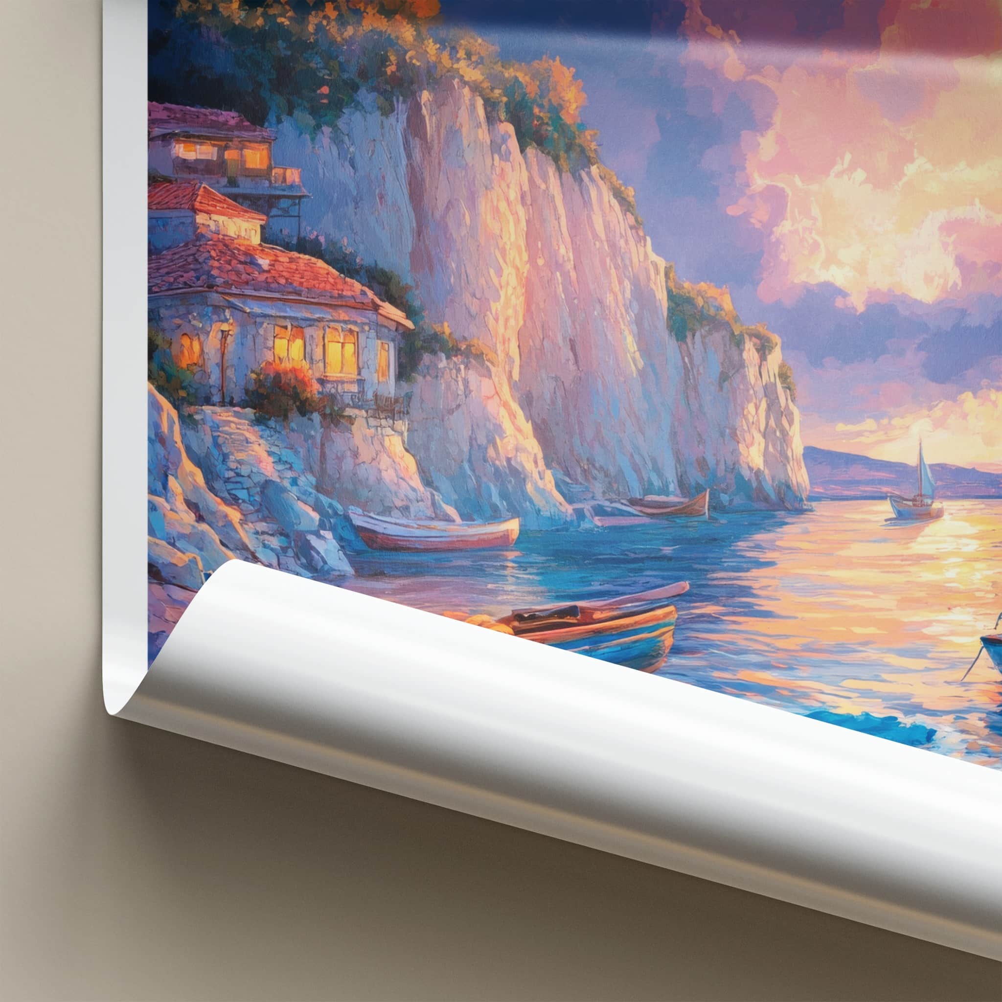 Sozopol Poster - Bulgaria Travel Art - Colorful Sunset Cliffs Home Decor