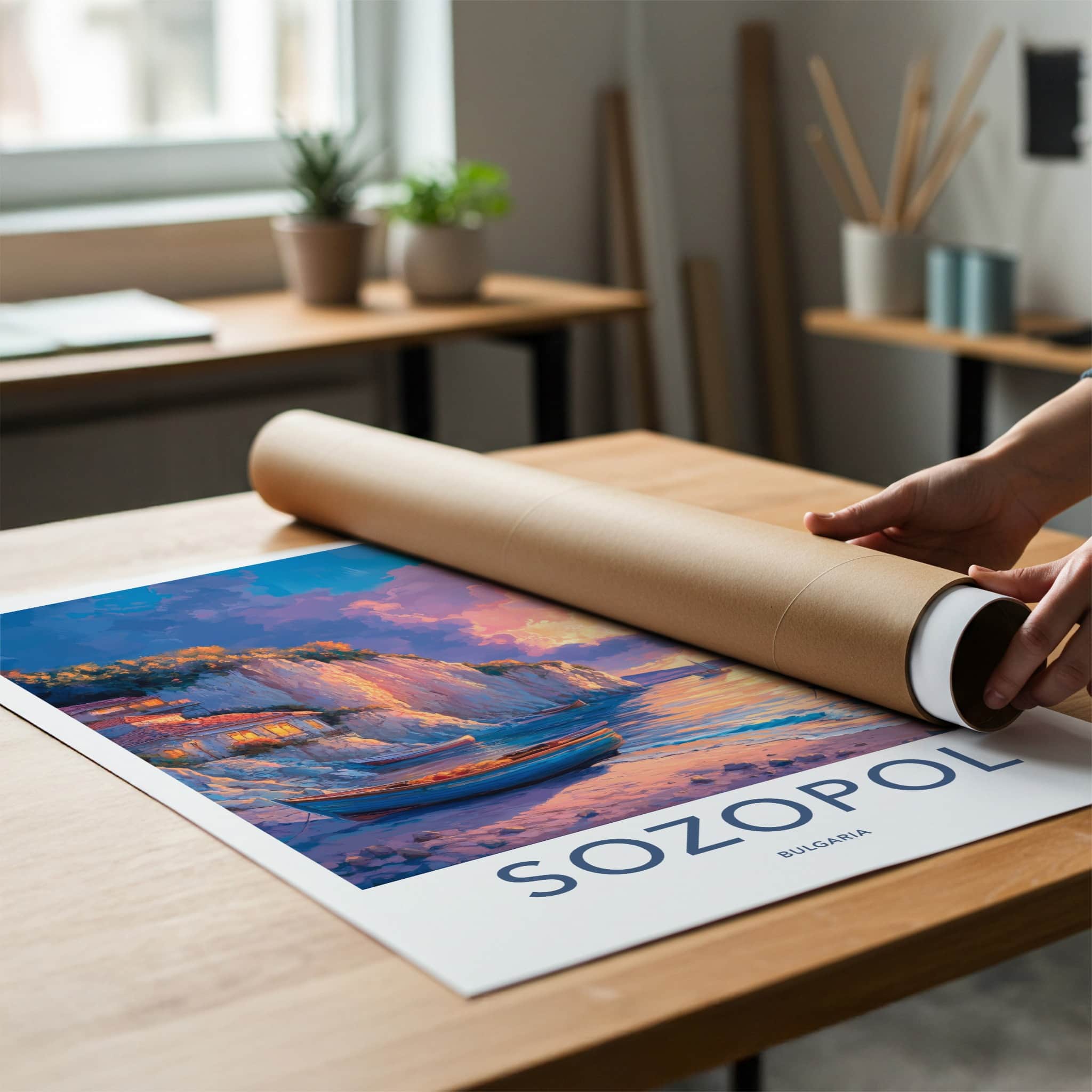 Sozopol Poster - Bulgaria Travel Art - Colorful Sunset Cliffs Home Decor