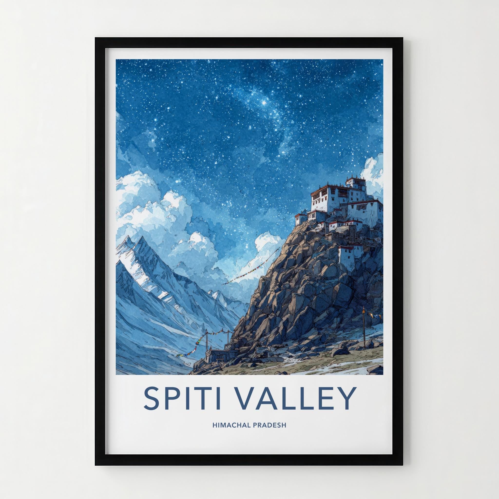 Spiti Valley Poster - India Fine Art - Himachal Pradesh Hilltop Starry Night Gift