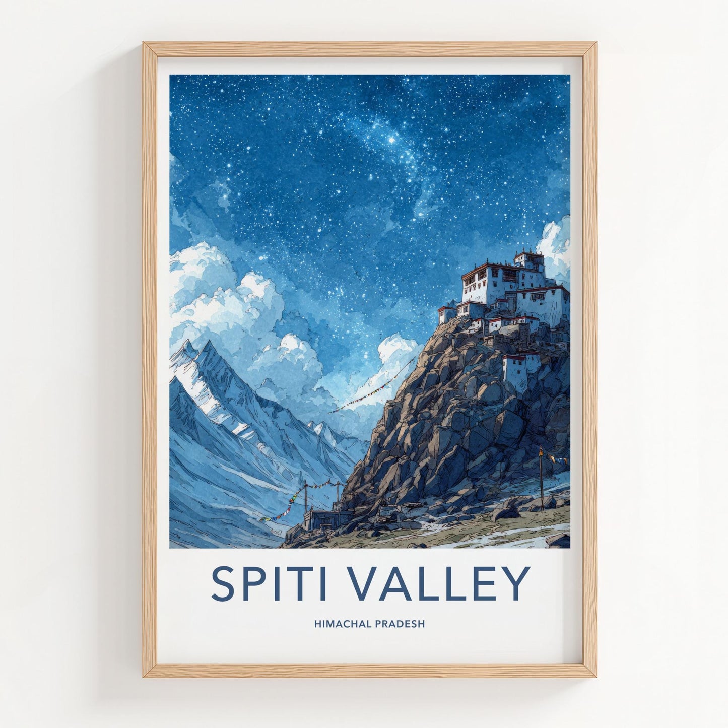 Spiti Valley Poster - India Fine Art - Himachal Pradesh Hilltop Starry Night Gift