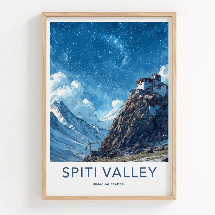 Spiti Valley Poster - India Fine Art - Himachal Pradesh Hilltop Starry Night Gift
