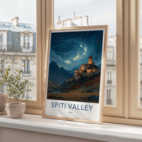 Spiti Valley Poster - India Fine Art - Himachal Pradesh Starry Mountain Village Gift