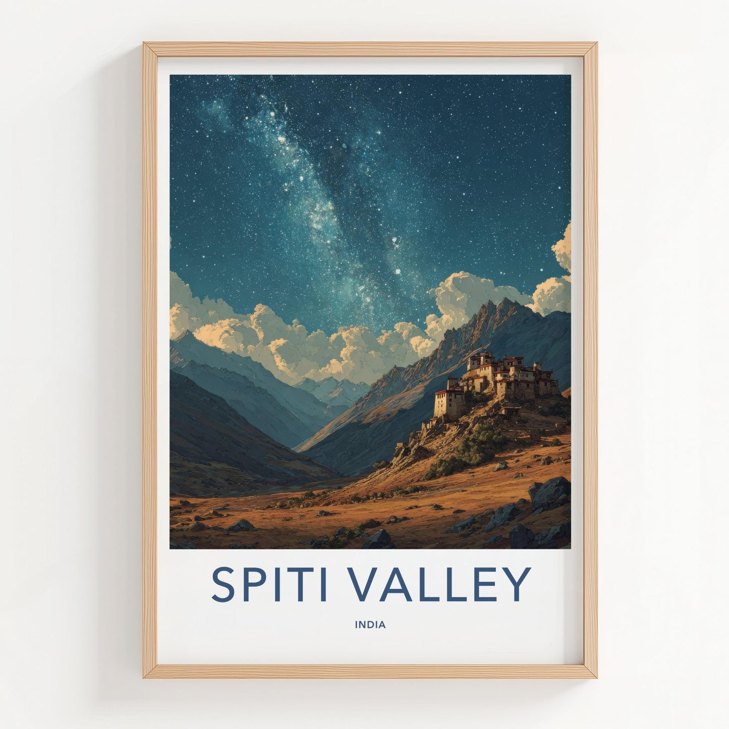 Spiti Valley Poster - India Fine Art - Himachal Pradesh Valley Monastery Stars Gift