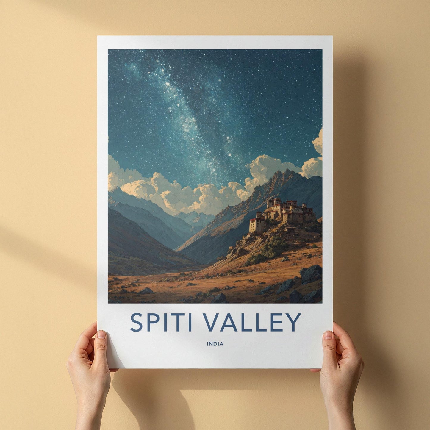 Spiti Valley Poster - India Fine Art - Himachal Pradesh Valley Monastery Stars Gift