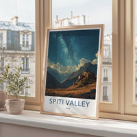 Spiti Valley Poster - India Fine Art - Himachal Pradesh Valley Monastery Stars Gift