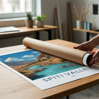 Spiti Valley Poster - India Travel Art - Himachal Monastery River Home Decor