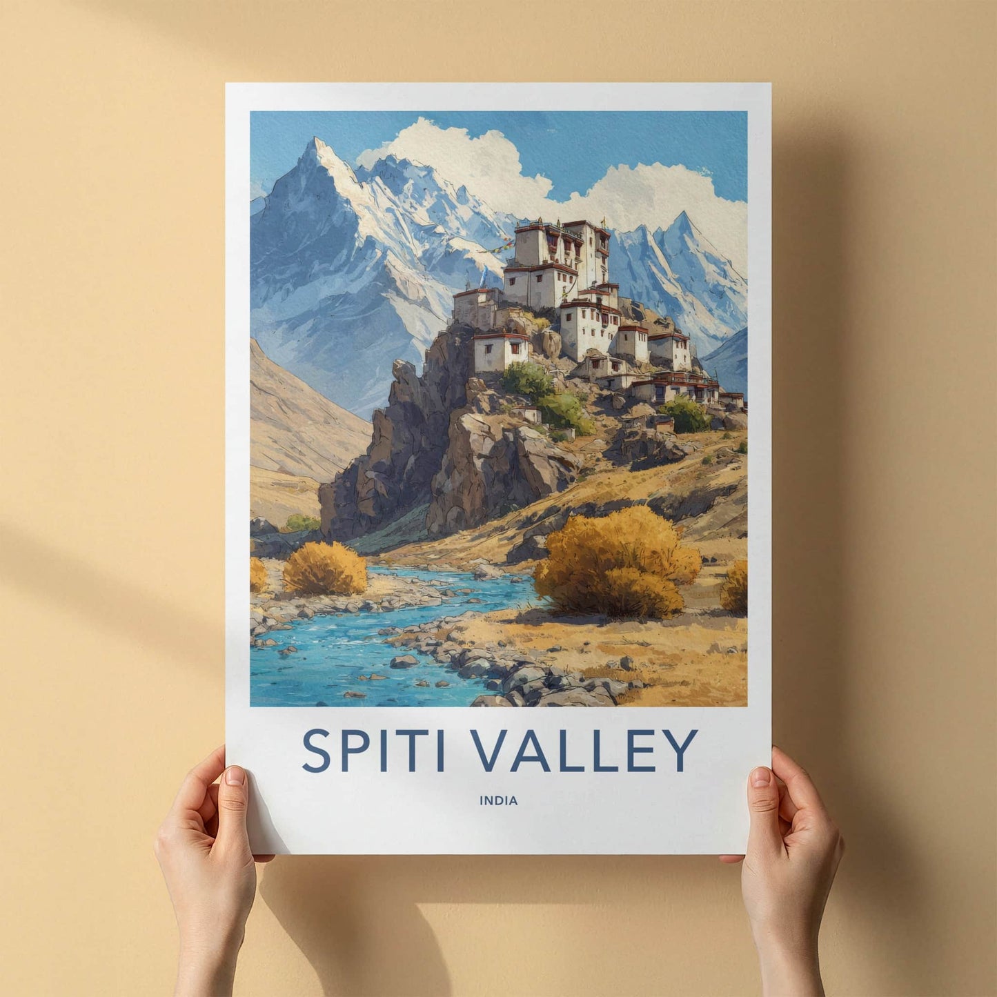 Spiti Valley Poster India Travel Art Himachal Pradesh Monastery Gallery Art