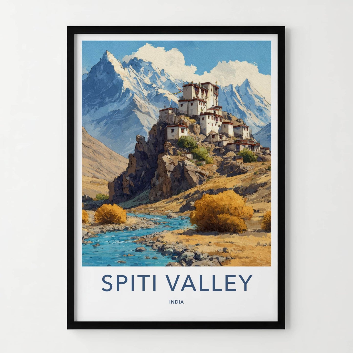 Spiti Valley Poster India Travel Art Himachal Pradesh Monastery Gallery Art