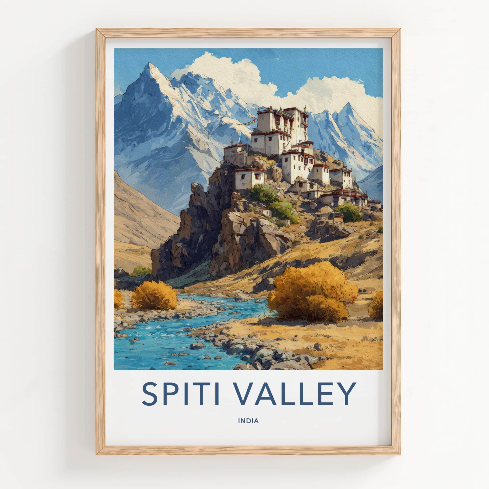 Spiti Valley Poster India Travel Art Himachal Pradesh Monastery Gallery Art