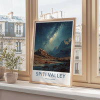 Spiti Valley Poster - India Travel Art - Himachal Pradesh Starry Mountain Village Gallery Art