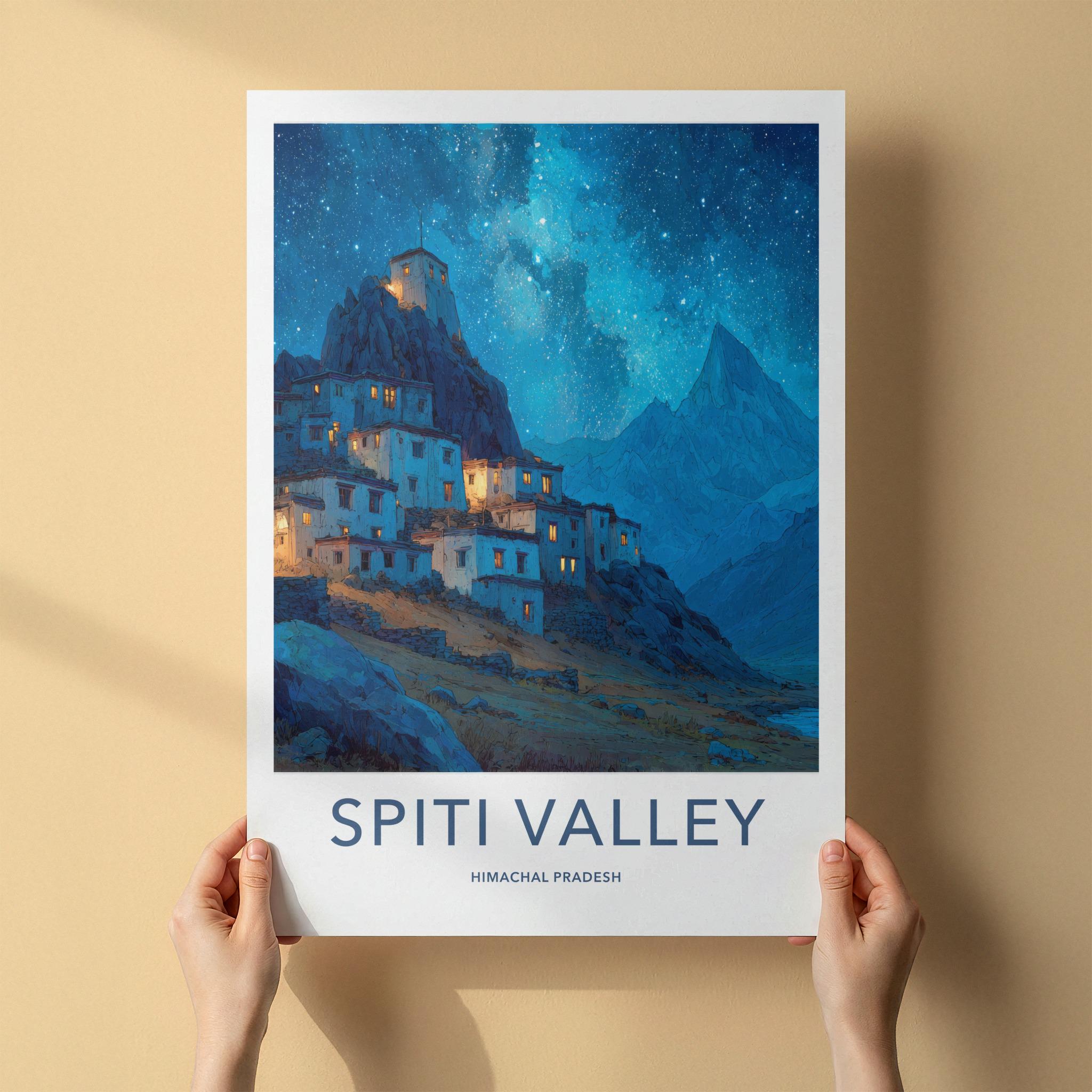 Spiti Valley Poster - India Travel Art - Himachal Pradesh Village Home Decor