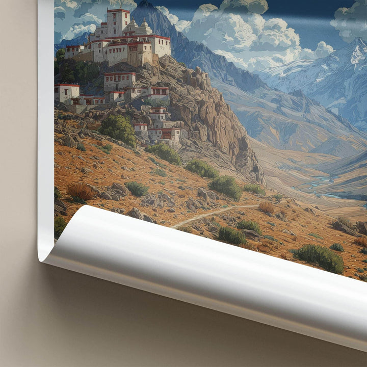 Spiti Valley Poster - India Wall Art - Himachal Pradesh Monastery Valley View Gift