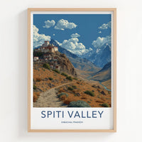 Spiti Valley Poster - India Wall Art - Himachal Pradesh Monastery Valley View Gift