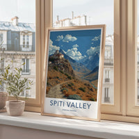 Spiti Valley Poster - India Wall Art - Himachal Pradesh Monastery Valley View Gift