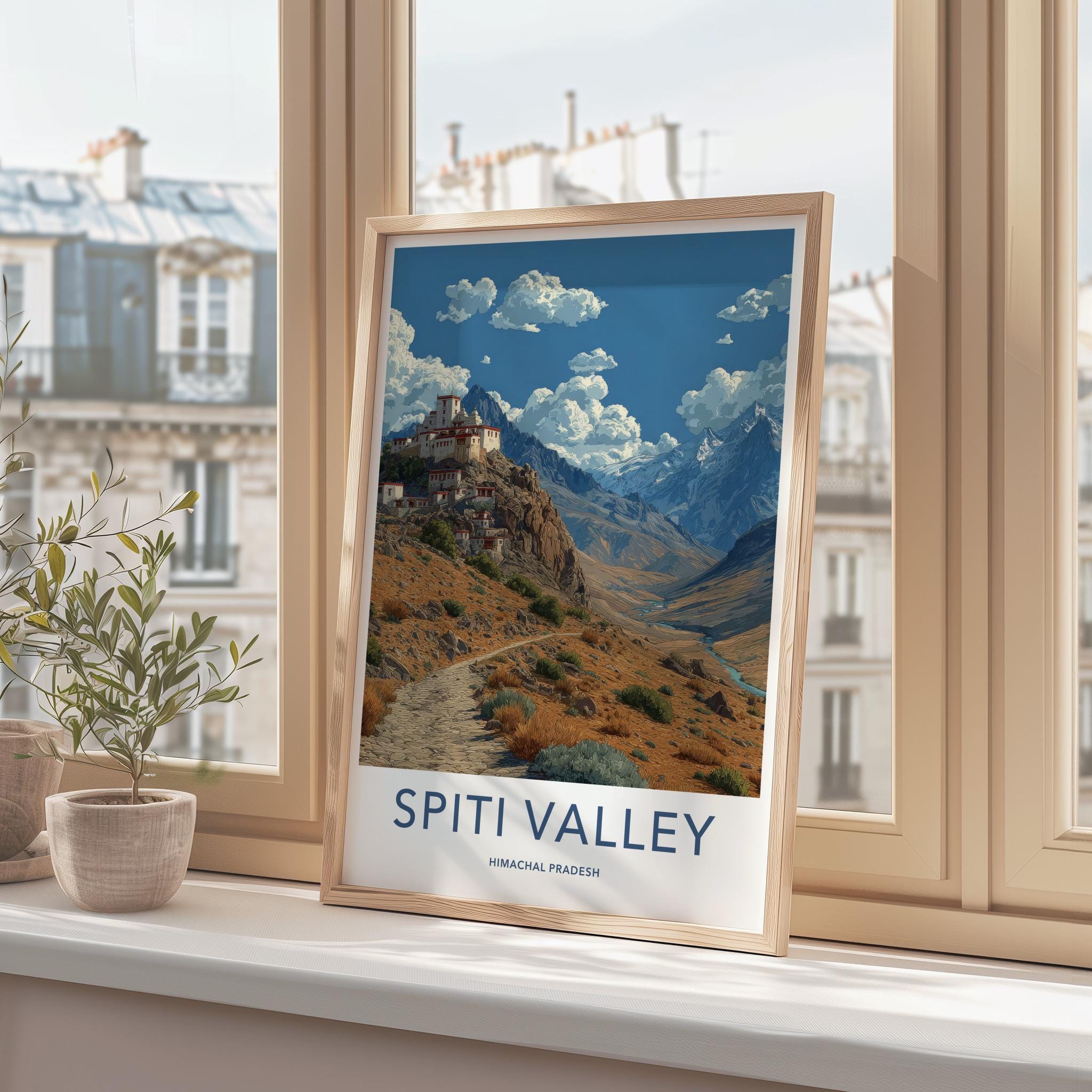 Spiti Valley Poster - India Wall Art - Himachal Pradesh Monastery Valley View Gift
