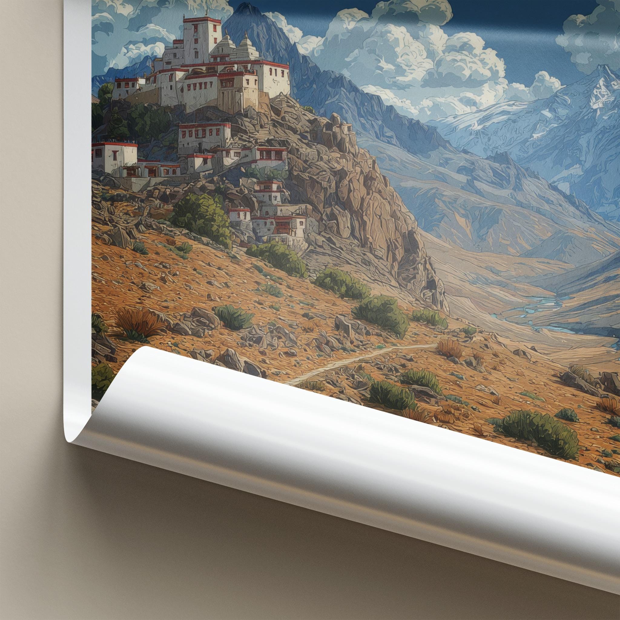 Spiti Valley Poster - India Wall Art - Himachal Pradesh Monastery Valley Views Gift