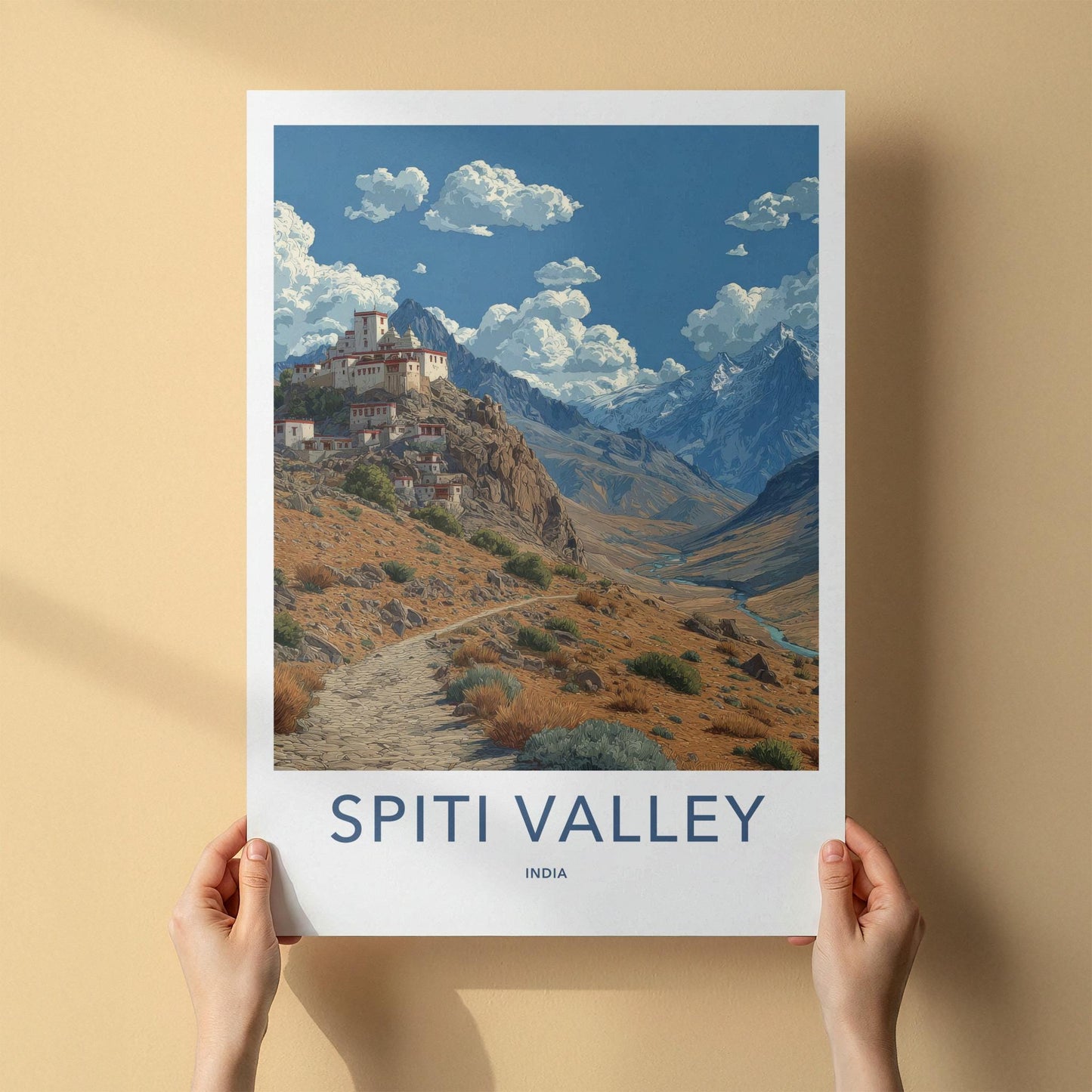 Spiti Valley Poster - India Wall Art - Himachal Pradesh Monastery Valley Views Gift