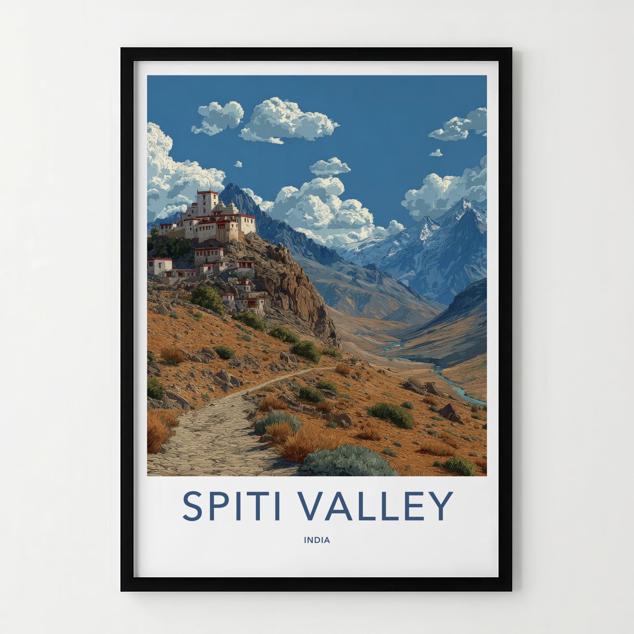 Spiti Valley Poster - India Wall Art - Himachal Pradesh Monastery Valley Views Gift