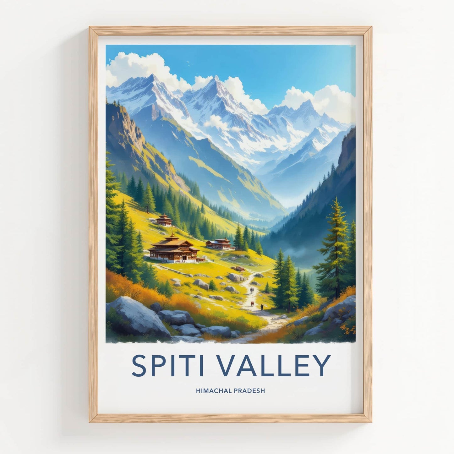 Spiti Valley Poster - India Wall Art - Himachal Pradesh Scenic Valley Village Gift