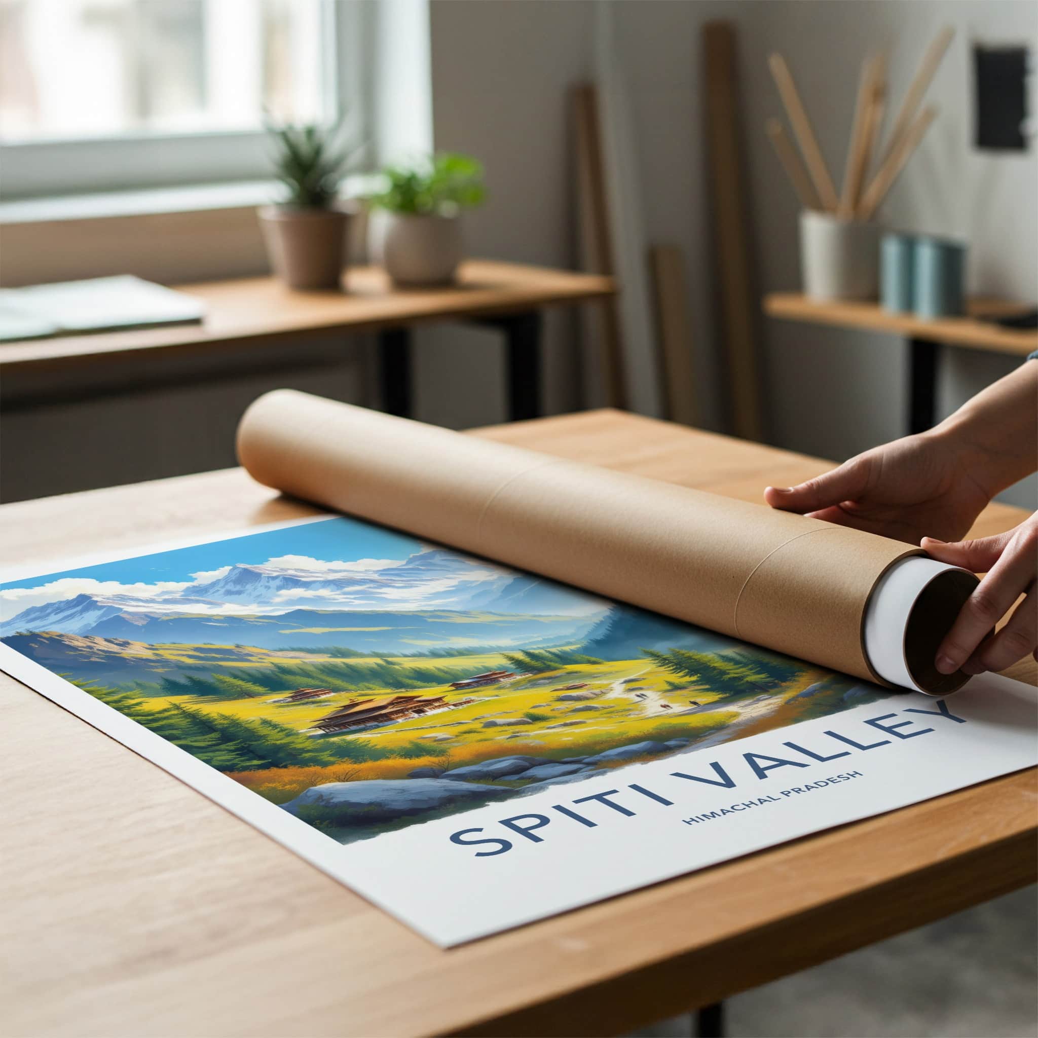 Spiti Valley Poster - India Wall Art - Himachal Pradesh Scenic Valley Village Gift