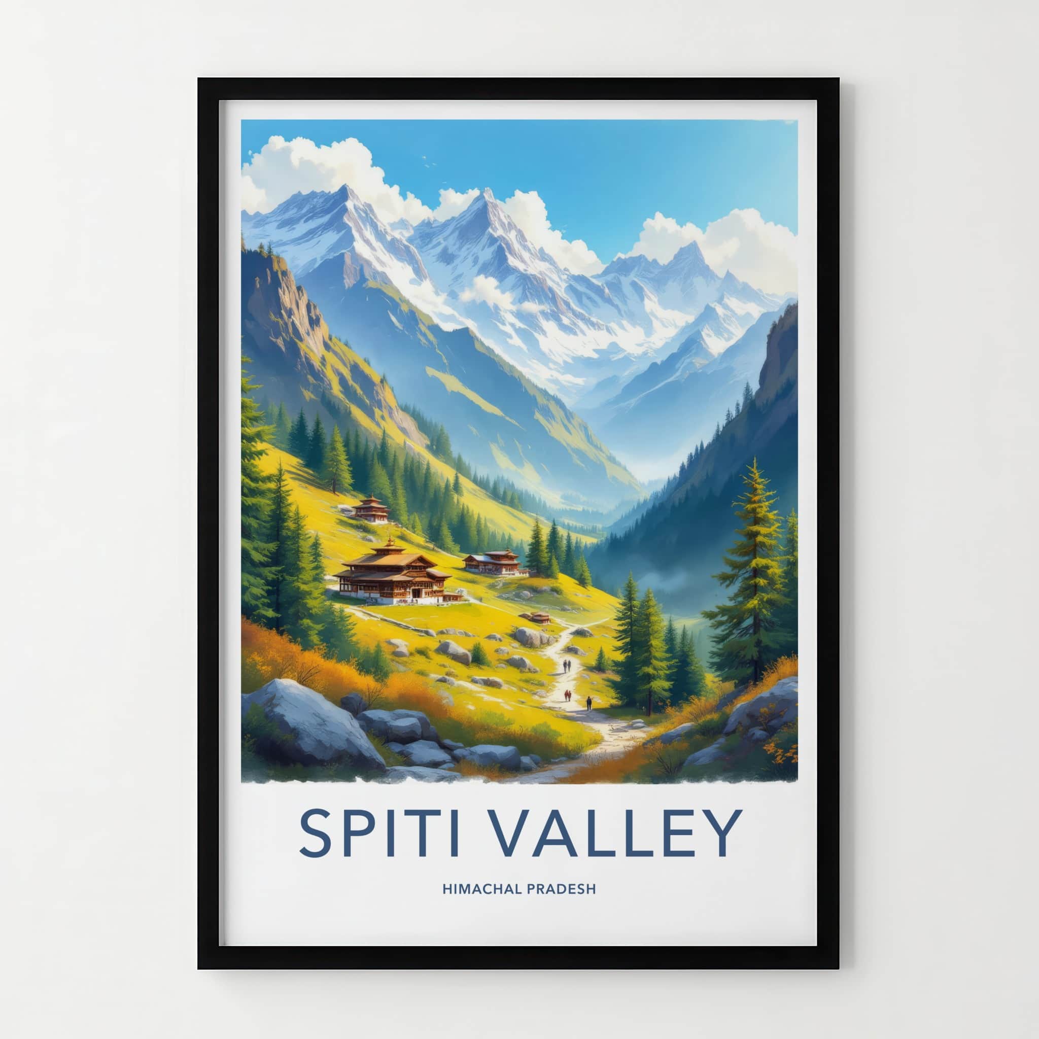 Spiti Valley Poster - India Wall Art - Himachal Pradesh Scenic Valley Village Gift