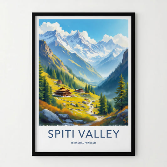 Spiti Valley Poster - India Wall Art - Himachal Pradesh Scenic Valley Village Gift
