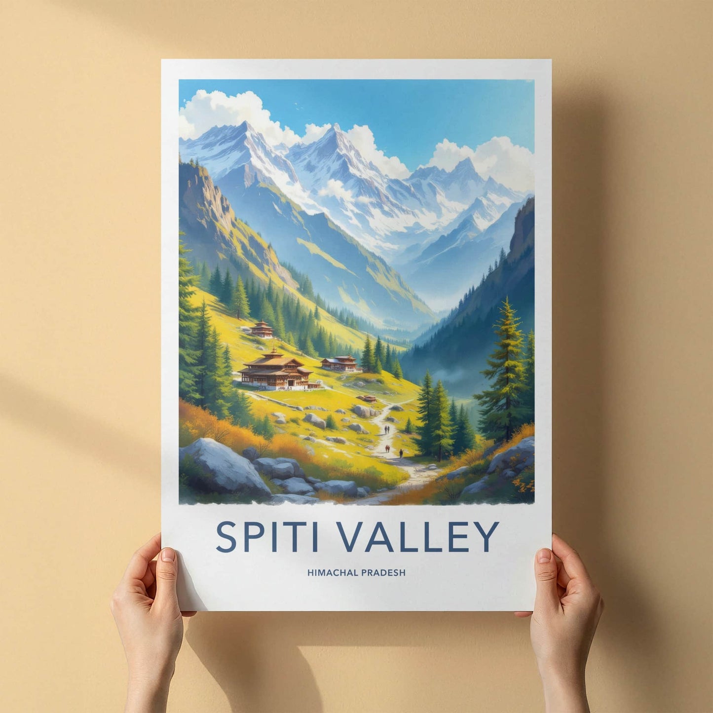 Spiti Valley Poster - India Wall Art - Himachal Pradesh Scenic Valley Village Gift