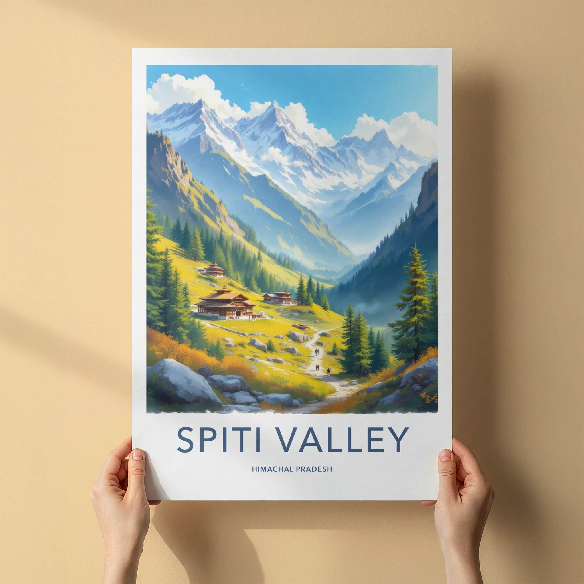 Spiti Valley Poster - India Wall Art - Himachal Pradesh Scenic Valley Village Gift