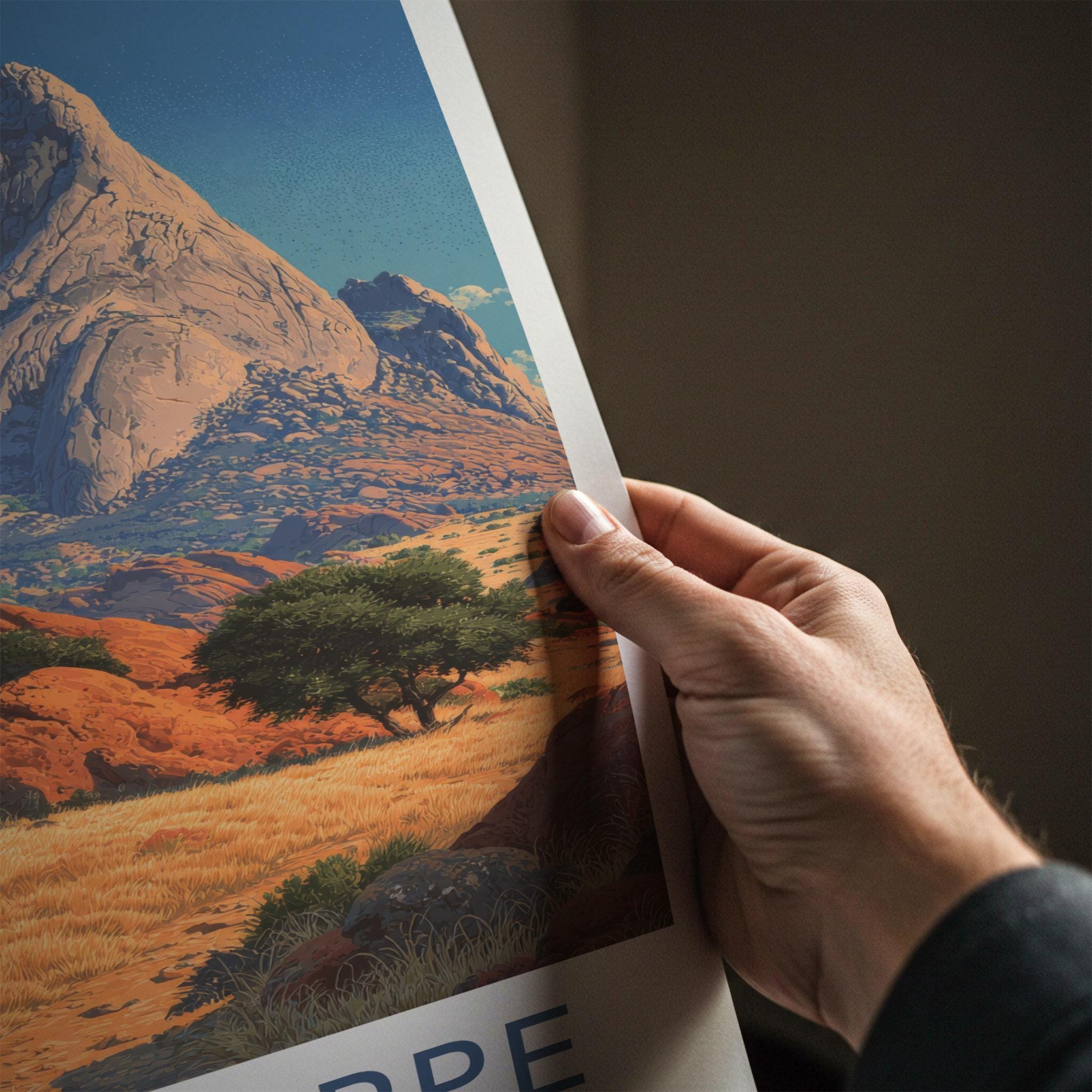 Spitzkoppe Poster - Namibia Travel Art - Desert Rock Landscape Home Decor