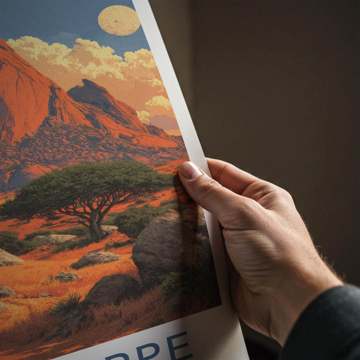 Spitzkoppe Poster - Namibia Travel Print - Arched Rock Peaks Wall Decor