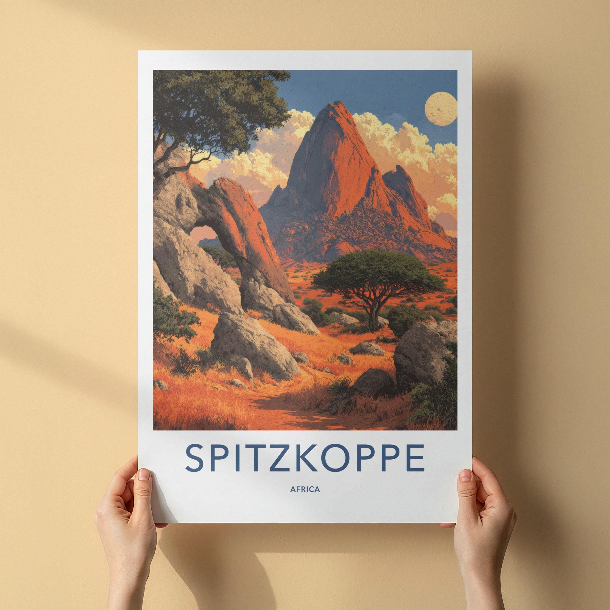 Spitzkoppe Poster - Namibia Travel Print - Arched Rock Peaks Wall Decor