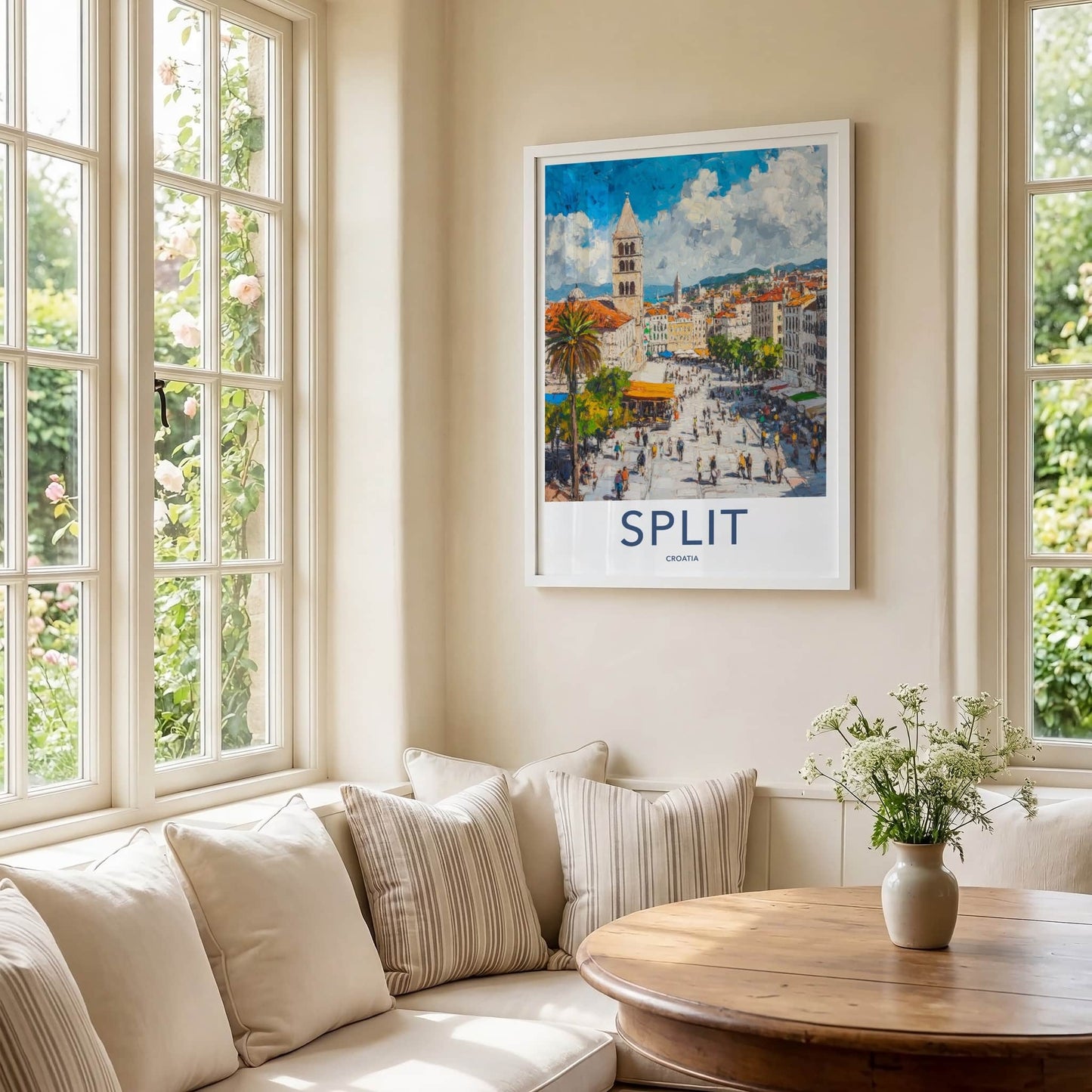 Split Poster - Croatia Framed Art - Busy City Promenade Framed Decor