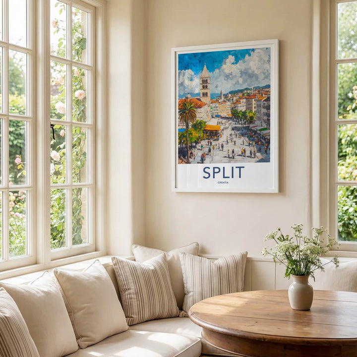 Split Poster - Croatia Framed Art - Busy City Promenade Framed Decor