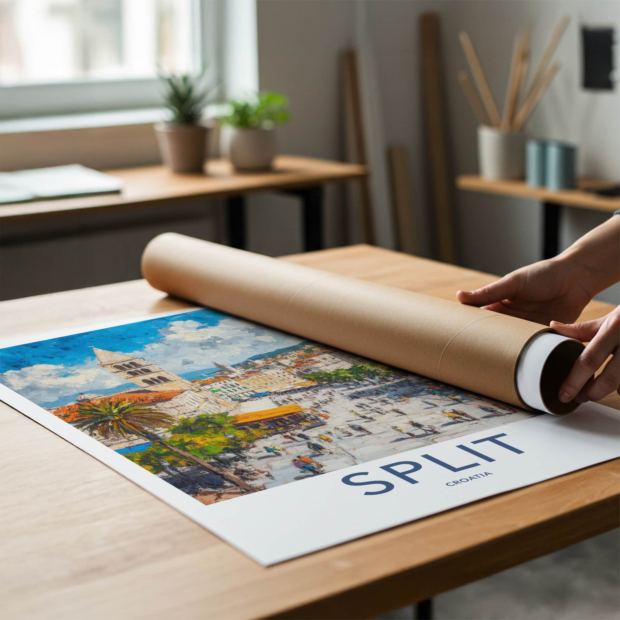 Split Poster - Croatia Framed Art - Busy City Promenade Framed Decor