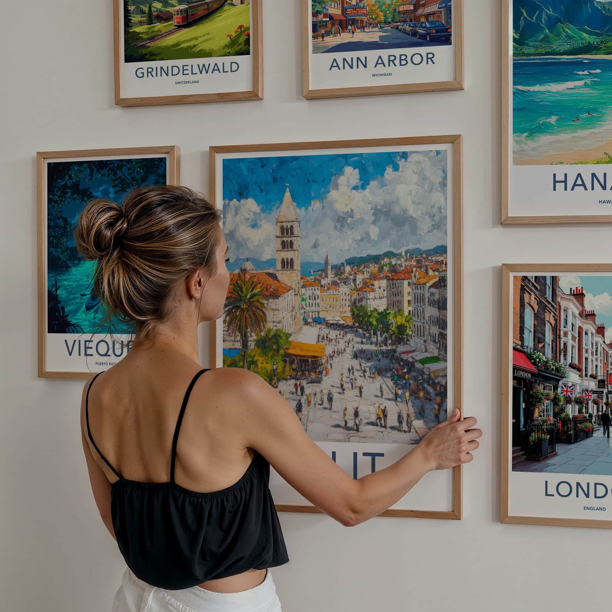 Split Poster - Croatia Framed Art - Busy City Promenade Framed Decor